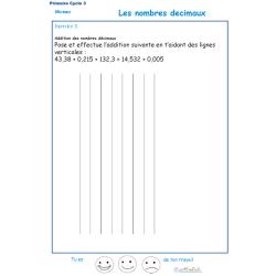 Poser une opération avec les dé;cimaux CM1 - CM2