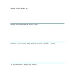 Fiche de lecture de la cigale et la fourmi page 2