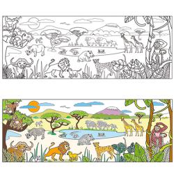 Coloriage d'une fresque savane africaine