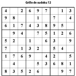 Grille de sudoku 12 pour enfants du primaire niveau 3