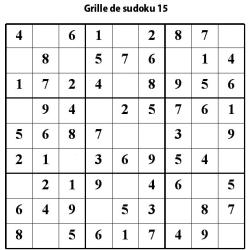 Sudoku enfant niveau 2 du primaire grille 15