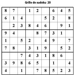 Sudoku enfant niveau 2 du primaire grille 20