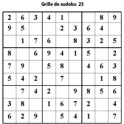 Grille de sudoku 23 pour enfants du primaire niveau 3