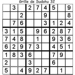 Grille de sudoku 32 pour enfants du primaire niveau 3