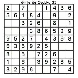Grille de sudoku 33 pour enfants du primaire niveau 3