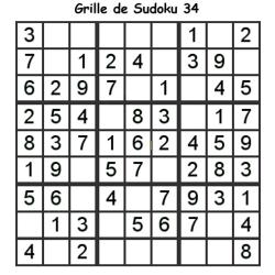 Grille de sudoku 34 pour enfants du primaire niveau 3