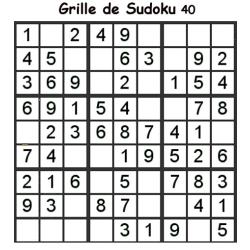Grille de sudoku 40 pour enfants du primaire niveau 3