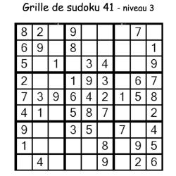 Grille de sudoku 41 pour enfants du primaire niveau 3