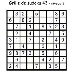 Grille de sudoku 43 pour enfants du primaire niveau 3