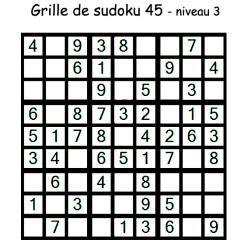 Grille de sudoku 45 pour enfants du primaire niveau 3