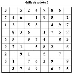 Sudoku de niveau 3 pour les enfants de primaire : grille 6
