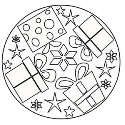 Mandala cadeaux de noël à colorier