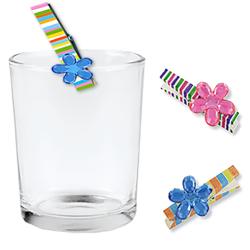 Marque-verres pince à linge strass