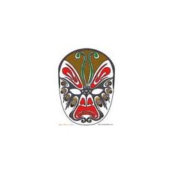 Masque asiatique or et rouge gris et vert