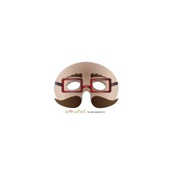 Masque de monsieur aux lunettes rouges et moustaches brunes