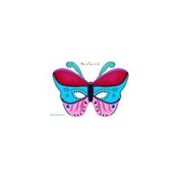 Masque papillon rouge, bleu et rose