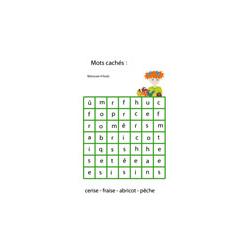 Jeu de mots cachés: les noms de fruits grille n°2