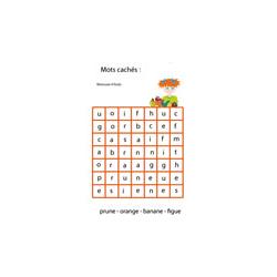 le nom de fruits- Jeu de mots cachés n°4 