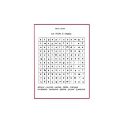 Jeu de 10 mots cachés: grille 8 sur les fruits à imprimer