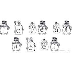 coloriage de bonshommes de neige joyeux Noël