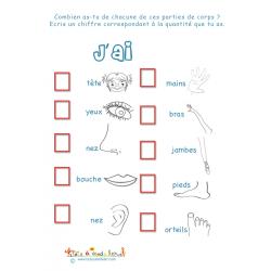 Mon corps : j'ai combien de chaque partie du corps ?
