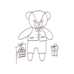 Coloriage d'un ours à Noël