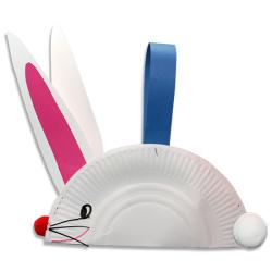 Lapin de Pâques panier en assiette en carton