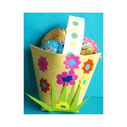 Panier de papier jaune décoré de fleurs