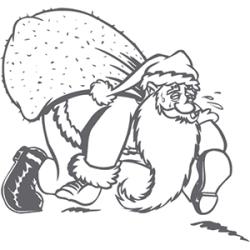 Coloriage du Père Noël portant un très gros sac