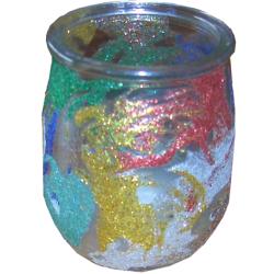 Explications pour fabriquer un pot bougie paillettes