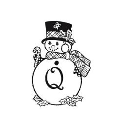 coloriage de la lettre Q bonhomme de neige