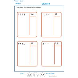 Calculer le quotient décimal au dizième d'une division : exercice 1 