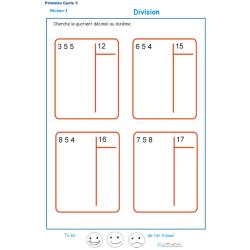 Calculer le quotient d&eacute;cimal au dizi&egrave;me d'une division : exercice 3 