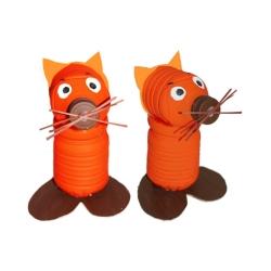 Renard en bouteille recyclée