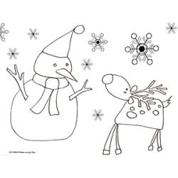Coloriage du renne et du bonhomme de neige