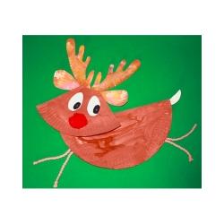 Renne de Noël en assiette en carton