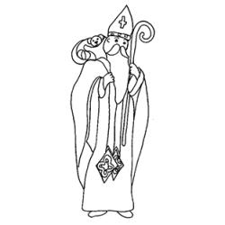 Coloriage de saint Nicolas et son sac cadeaux