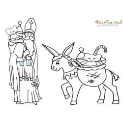 Coloriage de saint Nicolas et son âne