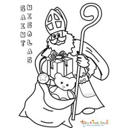 Saint Nicolas sort les cadeaux de son sac