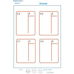 divisions sans reste  bas&eacute;es sur les tables de multiplication exercice 1 