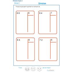 divisions sans reste  bas&eacute;es sur les tables de multiplication exercice 10 