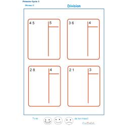 divisions sans reste  bas&eacute;es sur les tables de multiplication exercice 2