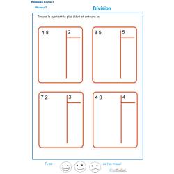 divisions sans reste  bas&eacute;es sur les tables de multiplication exercice 9 