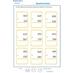 Imprimer des soustractions cycle 3 niveau 2 exercice 1