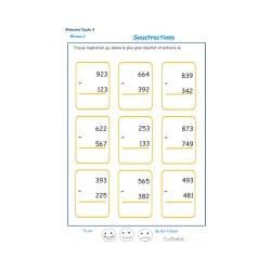 Exercices de soustractions pour les enfants du cycle 3 primaire : CE2 - CM1 - CM2