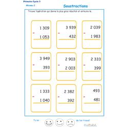 Imprimer des soustractions cycle 3 niveau 2 exercice 2