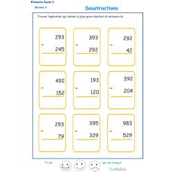 Imprimer des soustractions cycle 3 niveau 2 exercice 3