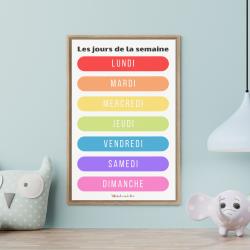 L'affiche des jours de la semaine à imprimer gratuitement. Imprimez une affiche des jours de la semaine tiré de la pédagogie Montessori pour des jours de la semaine et afin de les aider à se retro