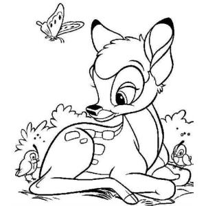 Coloriage Bambi assis