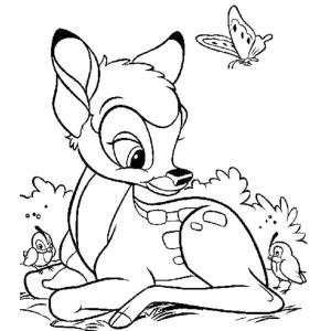 Coloriage Bambi dans la nature